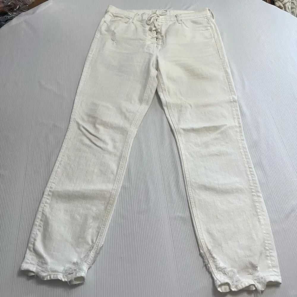 MOTHER Superior The Lace Up Dazzler Ankle Chew In Almost Innocent Jeans Size 31